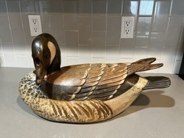 Vintage Early TOM TABER Large Wooden Decoy Hutchinson&#39;s Canadian Goose 20&quot;!! - £223.92 GBP