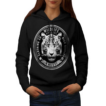 Wellcoda Wildlife Tiger Vintage Womens Hoodie, Tiger Casual Hooded Sweatshirt - £29.12 GBP