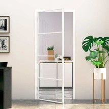 Interior Door White 83x201.5 cm Tempered Glass&amp;Aluminium Slim - $179.51