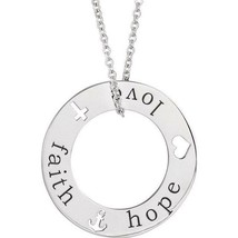 Authenticity Guarantee 
Platinum Faith, Hope and Love Pierced Disc Necklace - £797.55 GBP