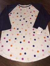 NEW 2.0 LuLaRoe 2XL White Navy Pink Orange Cream Polka Dots Randy Baseball Tee - £31.45 GBP