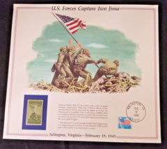U.S. Forces Capture Iwo Jima Japan 1945 Wwii Raising The Flag 3 Cent Stamp Print - £19.55 GBP