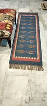 Wool Jute Handmade Kilim Bohemian Decorative Vintage Oriental Home Use Runner - £52.26 GBP