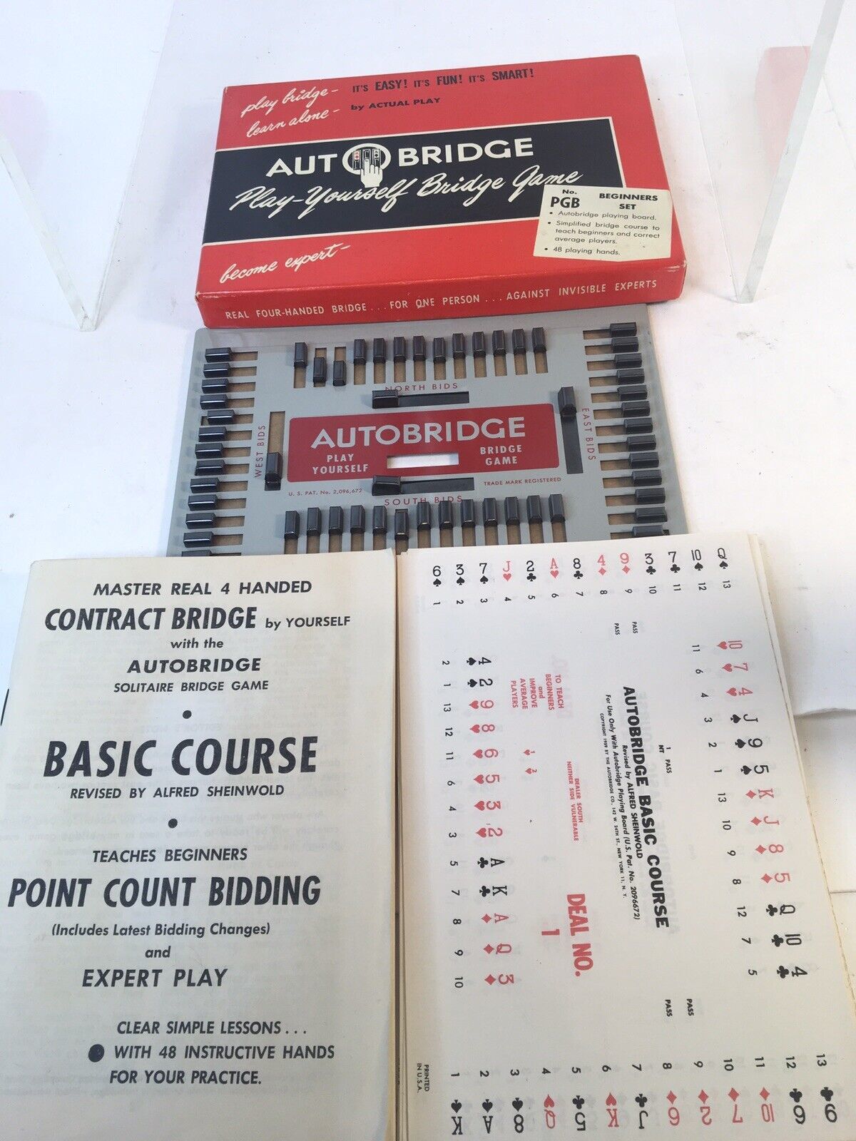 1959 Autobridge Auto Play Yourself Bridge Game PGB Beginners Set w Box Un-used - $10.00