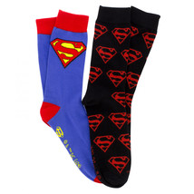 Superman Suit and Superboy Logos 2-Pair Pack of Crew Socks Multi-Color - £14.23 GBP