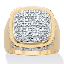 PalmBeach Jewelry Men&#39;s Gold-Plated Round Genuine Diamond Accent Grid Ring - £44.86 GBP