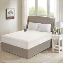 Heated Mattress Pad Cotton Electric Heating Bed Warmer Cover Deep Pocket Washabl - £97.89 GBP+