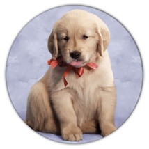 Golden Retriever Red Bow : Gift Coaster Dog Pet Animal Puppy - £3.92 GBP