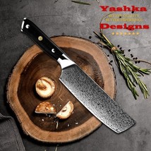 Japanese Nakiri Knife AUS-10 Damascus Steel Chef&#39;s Vegetables Kitchen Tools New - £43.77 GBP