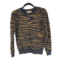 Philosophy Sweater Crew Neck Tiger Stripe Textured Brown Black XS - £7.78 GBP