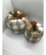 TWO (2) HANDMADE BUFFALO PRINT CLOTH PUMPKINS - £10.95 GBP