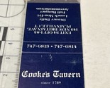 Vintage Matchbook Cover  Cooke’d Tavern restaurant Plainville, CT  gmg  ... - £9.89 GBP