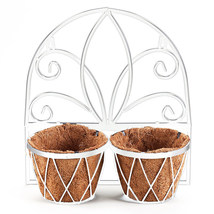 NEW Decorative Metal Wall Planter with Coir Coconut Fiber Liners, Antique White - £10.05 GBP