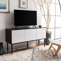 Oakley Mid-Century Storage Tv Media Stand By Safavieh Home In Black And White. - $348.94