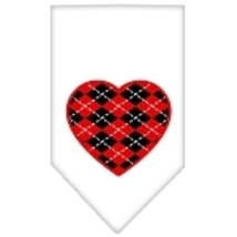 Argyle Heart Red Screen Print Bandana White Size Large - £9.26 GBP