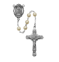 6MM PEARL Prayer Bead Rosary with Saint Gerard Pewter Centerpiece Mcvan  Moms - £35.56 GBP