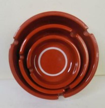Vintage Mid Century Set of 3 Nesting Ceramic Ashtrays Red/Orange Japan - £22.58 GBP