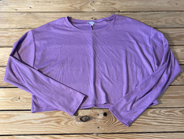 abound NWOT Women’s ribbed crop long sleeve shirt size L purple T8 - £7.78 GBP