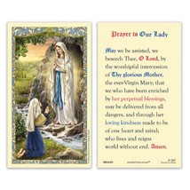 Laminated Prayer to Our Lady Lourdes Holy Card Image of St. Bernadette with Mary - £2.22 GBP