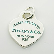 Please Return to Tiffany New York Blue Enamel Heart Tag Pendant or Charm - £231.01 GBP