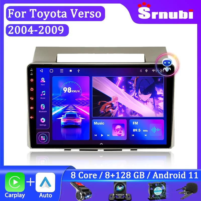 Srnubi 9&quot; Car Radio Android for Toyota Corolla Verso AR10 2004 - 2009 Mu... - $103.58+