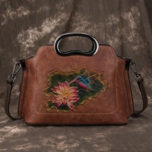 2022 New First Layer Cow Leather Women Bag Handmade Embossed Handbag Large Capac - £95.12 GBP