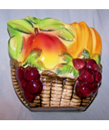 Vintage Ucago Ceramics-Fruit Basket Wall Pocket-Apple, Bananas, Grapes - $22.63 CAD