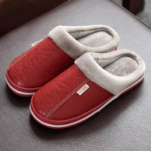 New Women Men Winter House Slippers Pu Leather Cute Plush Slip On Fluffy Warm Ca - £20.14 GBP