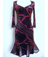 Vintage Betsey Johnson New York Stretch Velvet Fit and Flare Floral Dress S - £168.75 GBP