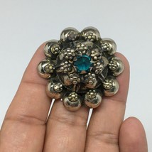 1.6&quot;Antique Tribal Turkmen Kuchi Ring Round Blue Glass Plastic Boho,8,TR218 - £5.86 GBP