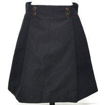 CHLOE Black Skirt A-Line  Cotton Clothing Dress Pleated Buttons Sz 42 2007 - £132.72 GBP