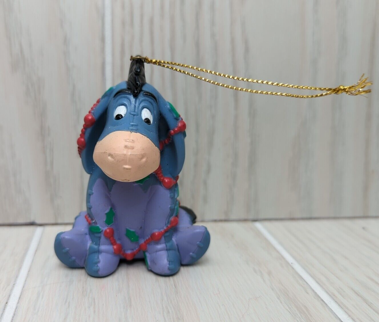 Primary image for Winnie the Pooh friend Eeyore tangled holly berry garland Christmas  Ornament