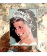 Princess Diana Print In Metal Plated Frame Stand Gold Tone Crown Vintage... - $29.99