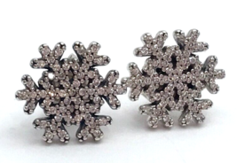 Authentic PANDORA Snowflake Earrings with Clear CZ, 290589CZ, New - £45.55 GBP