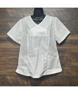 Spectrum Medium Scrub Top Uniform Nurse White Cotton Blend V-neck Lightw... - $7.80 CAD