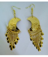 Life in the Andes - yellow metal embossed Earring in the shape of the Cr... - $310.38 MXN