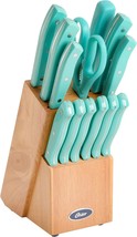14 Pc. Stainless Steel Cutlery Set, Oster Evansville, With Turquoise Handles. - £39.27 GBP