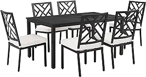 Crosley Furniture KO60052MB-CR Locke Outdoor Metal 7-Piece Dining Set, Matte Bla - £1,363.22 GBP