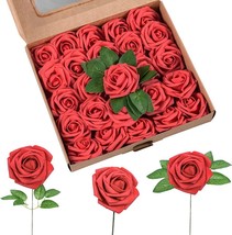 Artificial Flowers 25 Packs, Fake Flowers Roses for DIY Wedding Bridal Bouquets - £15.45 GBP