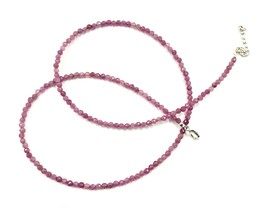 Genuine Pink Tourmaline Beads Silver Necklace Jewelry Women Handmade USA SELLER - £15.91 GBP