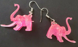 New from Vintage Mini Pink Elephant Cracker Jack Charms Costume Earrings C9 - $18.99
