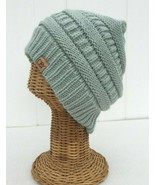 New Kids Solid Jade Green Knit Winter Beanie Hat Soft Stretch Baggy Cap # L - £6.48 GBP