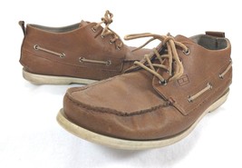 Tommy Hilfiger Brown Leather Boat Shoe loafer Men&#39;s Size 10.5  - £11.84 GBP