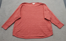 Market &amp; Spruce Sweater Womens XL Orange Knit Ribbed Cuff Boat Neck Pullover - $23.09