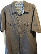 Kuhl Men&#39;s Sz L Dark Gray Button Down Short Sleeve Pocket Nylon Ionik Shirt - £27.76 GBP