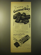 1950 Welch&#39;s Cocoanut Advertisement - recipe for Chocolate Covered Cocoanut Bars - £14.54 GBP