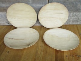 4 Rustic Wood Round Serving Dishes Trays Fruit Bowl Platter Dough 12&quot; X 10&quot; - £19.92 GBP