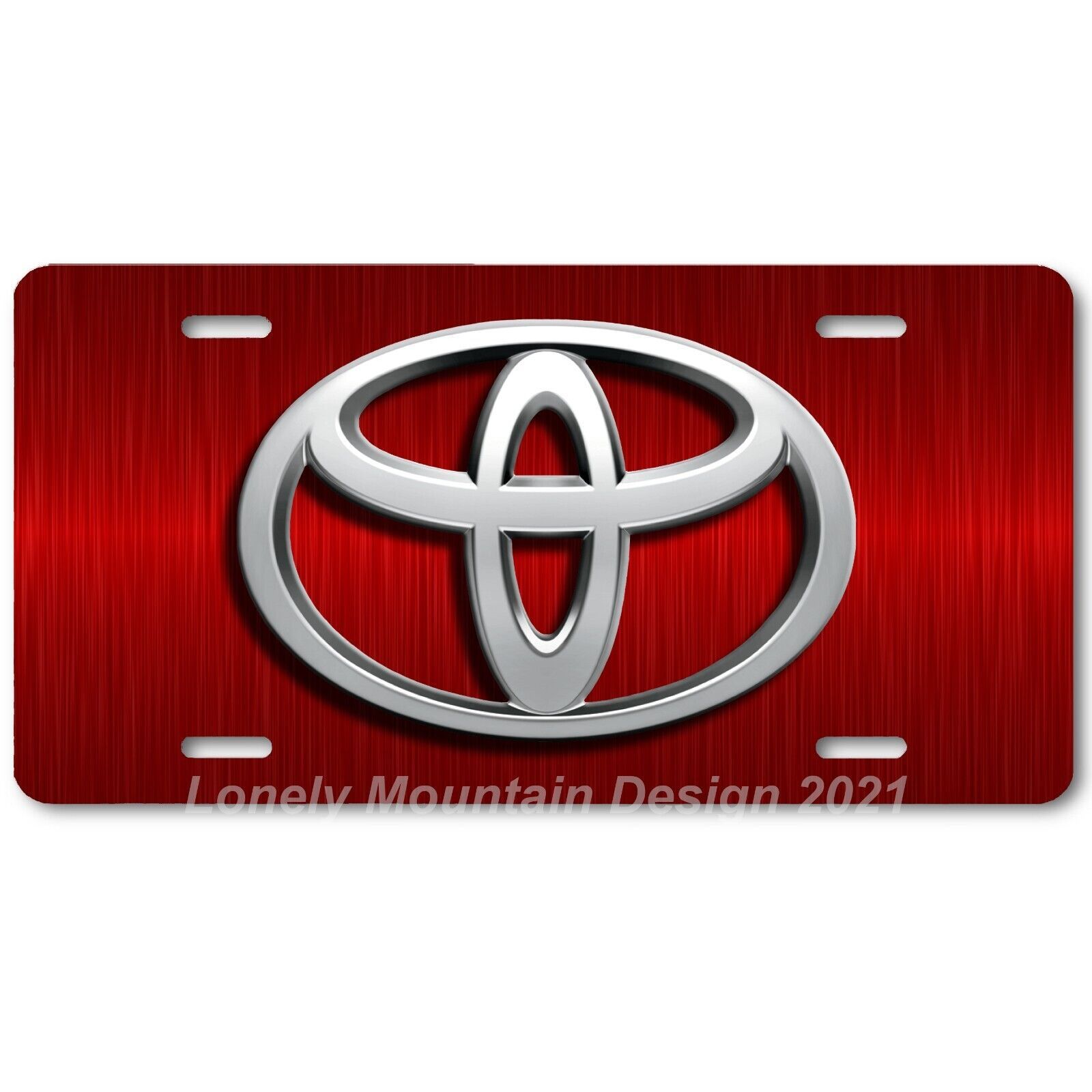 Primary image for Toyota New Logo Inspired Art on Red FLAT Aluminum Novelty Auto License Tag Plate