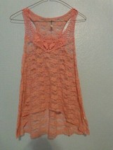 Wallflower Size S Lace Pink Floral Hi Lo Tank Top Blouse Shirt Sleeveless - £4.63 GBP