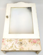Antique Hanging Wall Mirror Cupboard Wood Medicine Cabinet w/Drawer White Shabby - £236.54 GBP